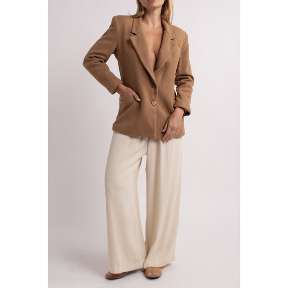 Vintage Oleg Cassini Tan Wool Blazer - Picture 2 of 5